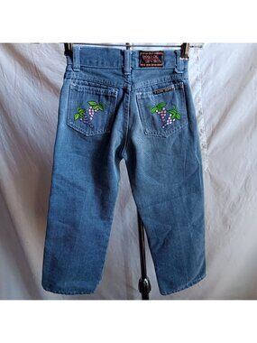 5 20x19 Vintage 1980's Jeans Girls DENIM HIPPIE DISCO GRAPES BON BON EMBROIDERD